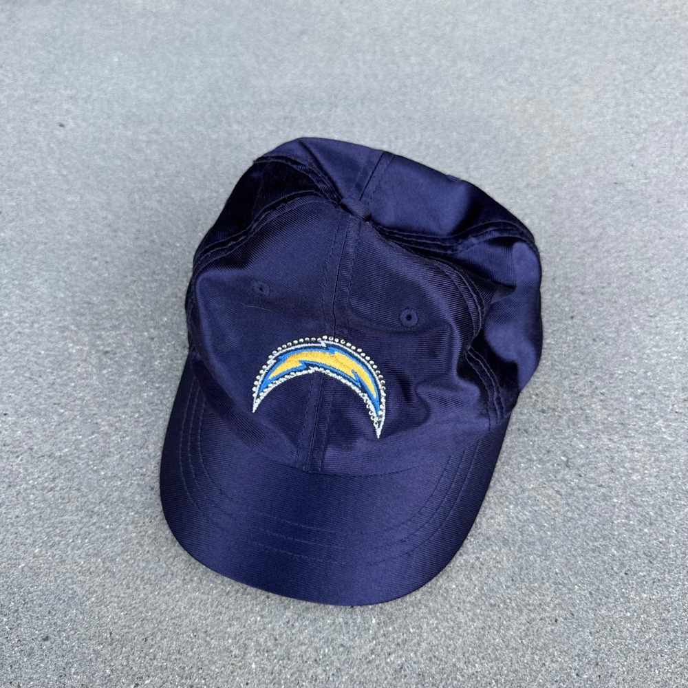 Reebok Vintage NFL San Diego Chargers Navy Rhinestone Logo Strapback Hat Womens